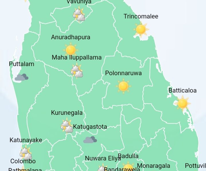 Fairly heavy showers in Western province and in Galle and Matara ...